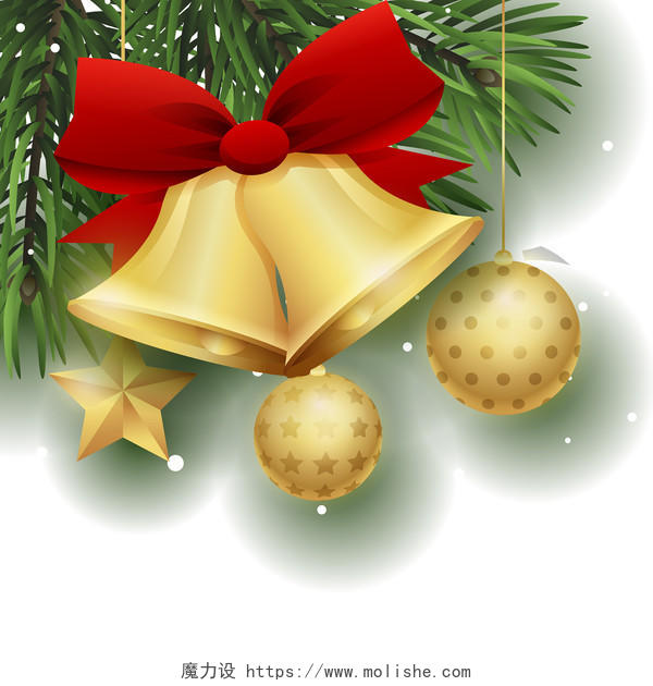 金色圣诞铃铛圣诞节矢量素材